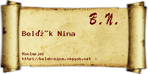 Belák Nina névjegykártya